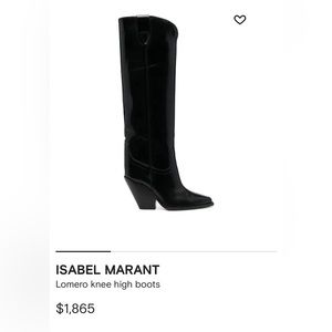 Isabel Marant Lomero Leather Knee-High Boots in Black Leather.  Size EU 37.